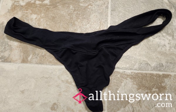 Black, Well-worn Cotton Thong Size L