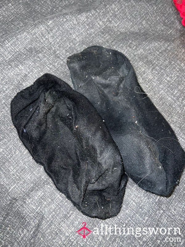 Black Well Worn Dirty Trainer Socks