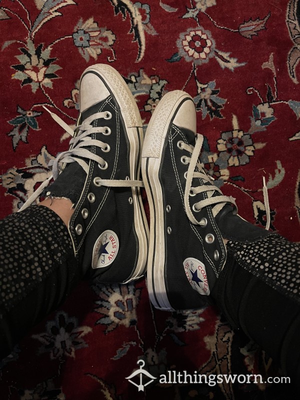 Black Well Worn High Top Converse