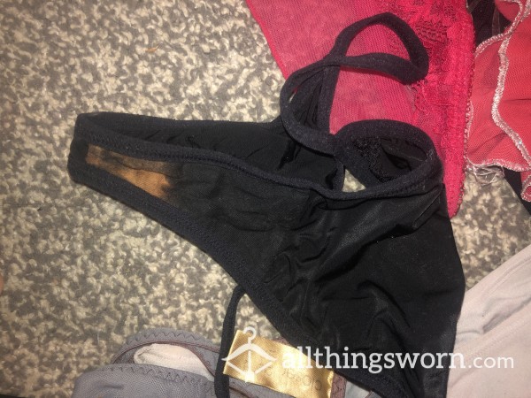 Black Well Worn Thongs