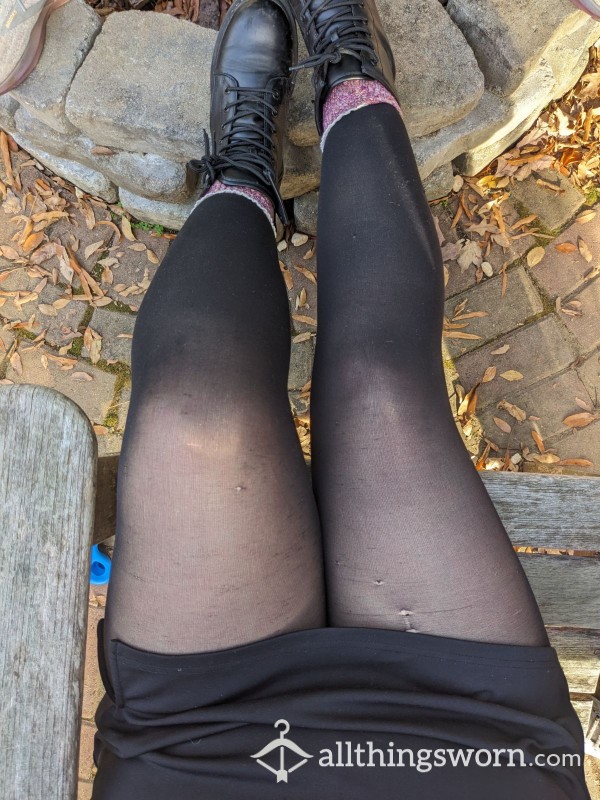 Black, Well Worn Tights. Worn No Less Than 5 Times. Sweaty Feet.