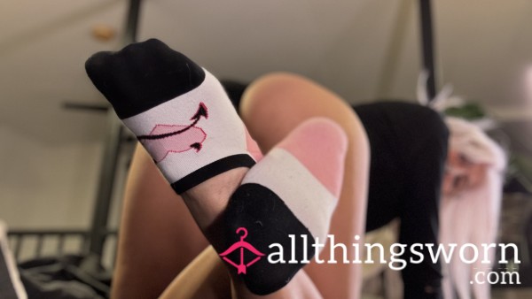 Black Whit Pink Ankle Socks