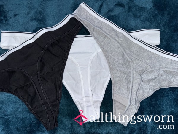 Black, White & Grey Cotton Thongs