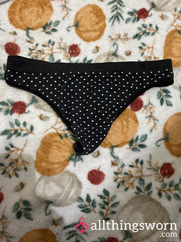 Black & White Pika Dot Thong