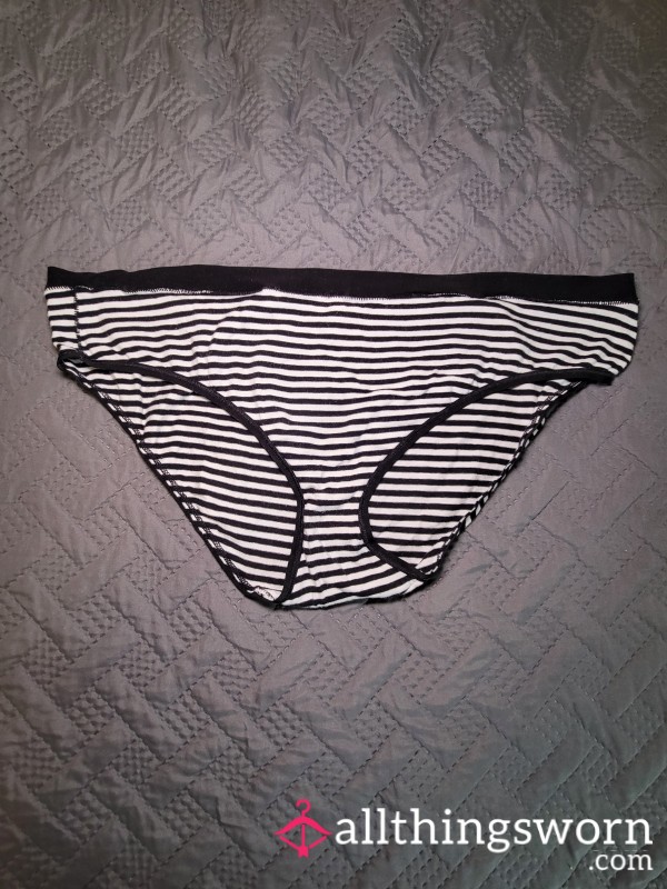 Black & White Striped Fullback Panties