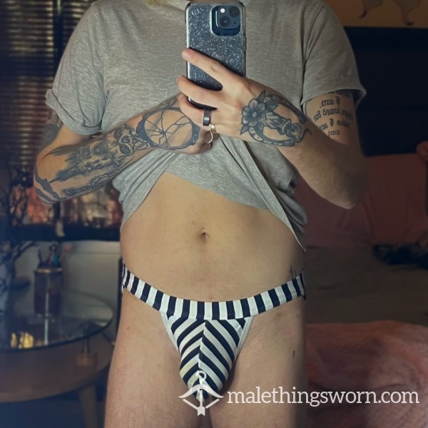 Black & White Striped Jockstrap (Used In Photoshoot)