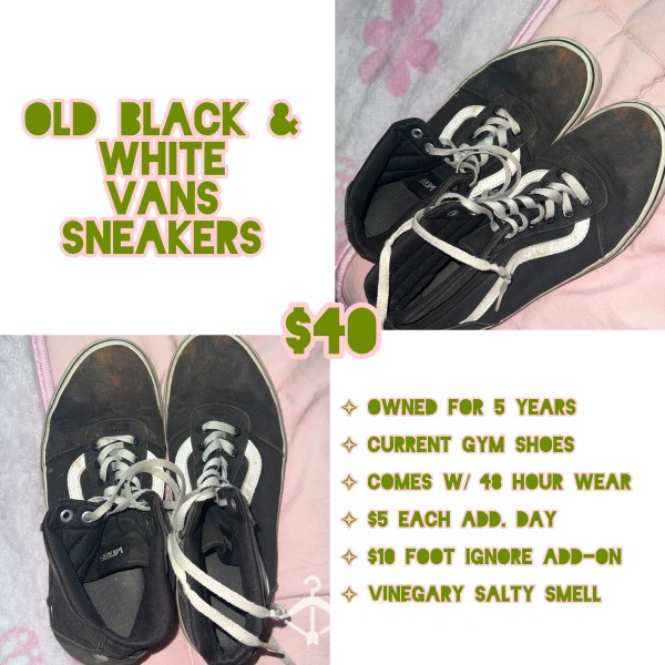 Black & White Vans Current Gym Shoes