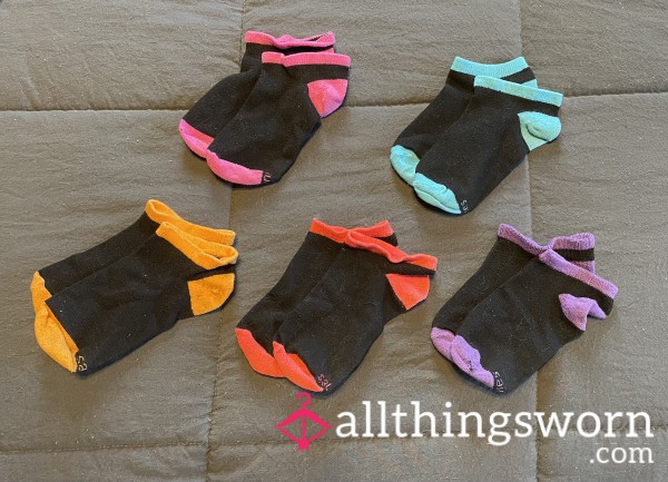 Black With Color Ankle Socks