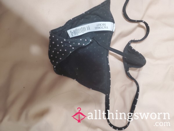 Black With Pink Poka Dots Victoria's Secret V-string