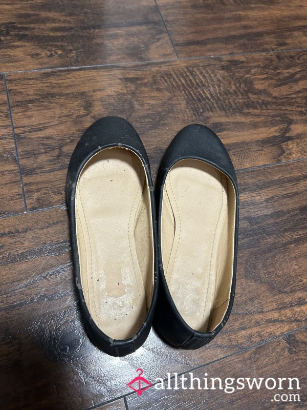 Black Wore Out Ballet Flats