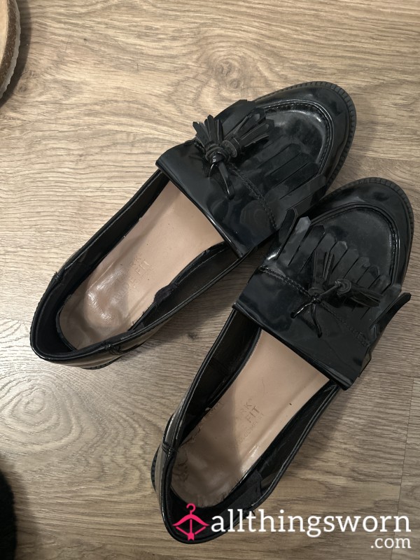 Black Work Shoes Very Worn