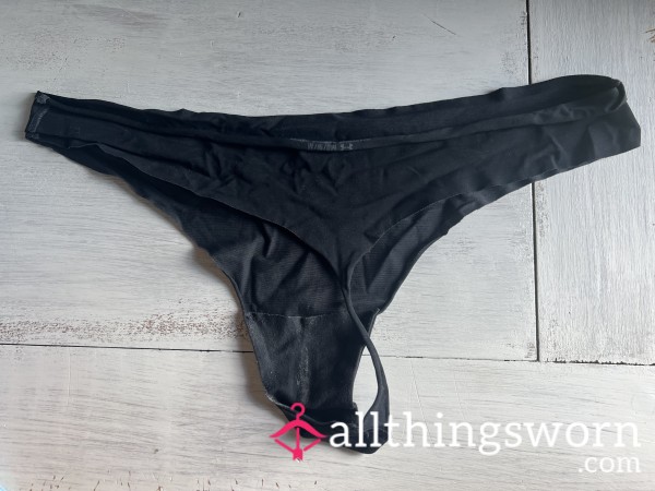 Black Workout Thong - Worn 18 Hours