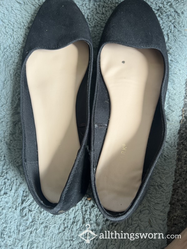 Black Worn Flat Shoes