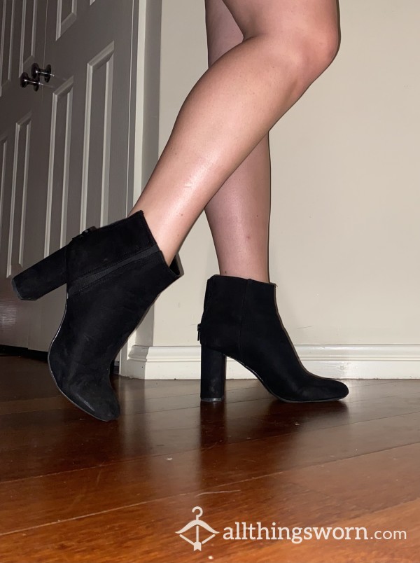 Black Worn High Heel Boots