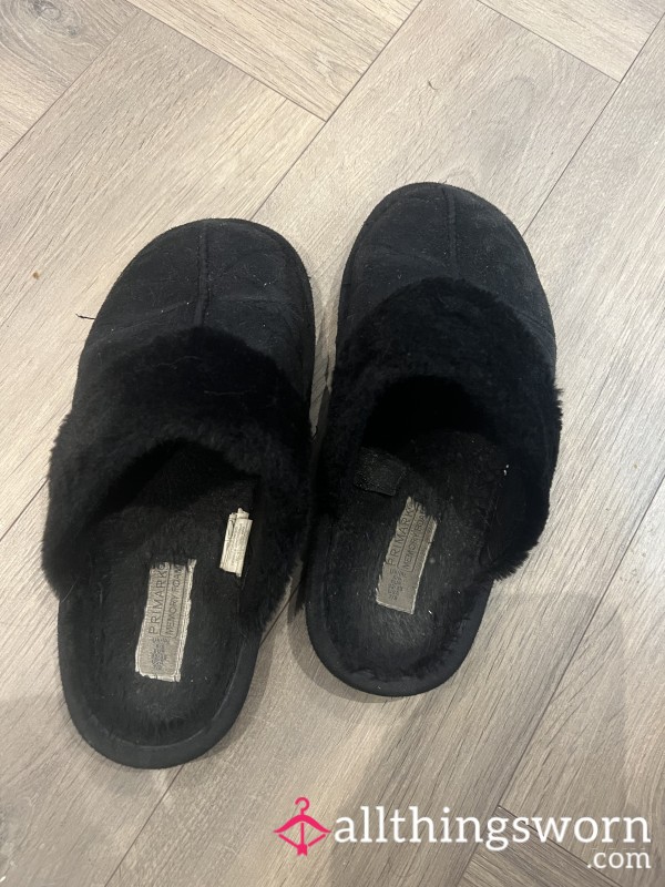 Black Worn Old Dirty Slippers