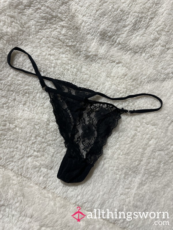 Black Lace Worn Thong