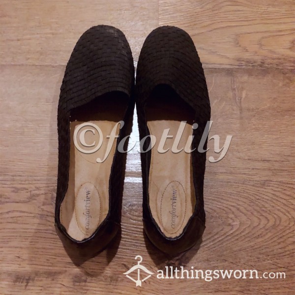 Black “Woven” Work Flats