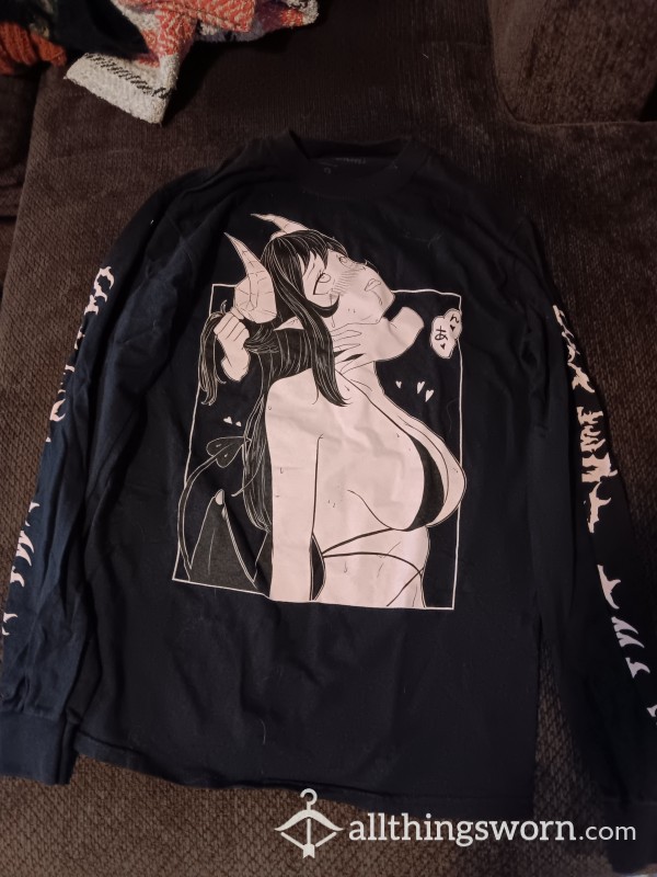 Black/Pink Anime Girl Shirt Long Sleeve