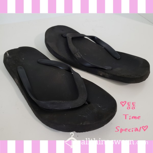 Black★Plain Flip Flops