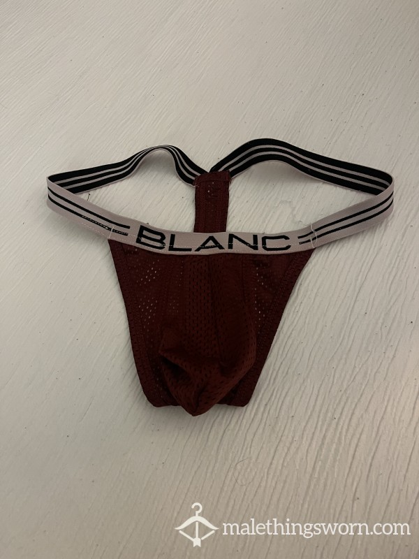 Blanc Menswear Mesh Thong - Burgundy