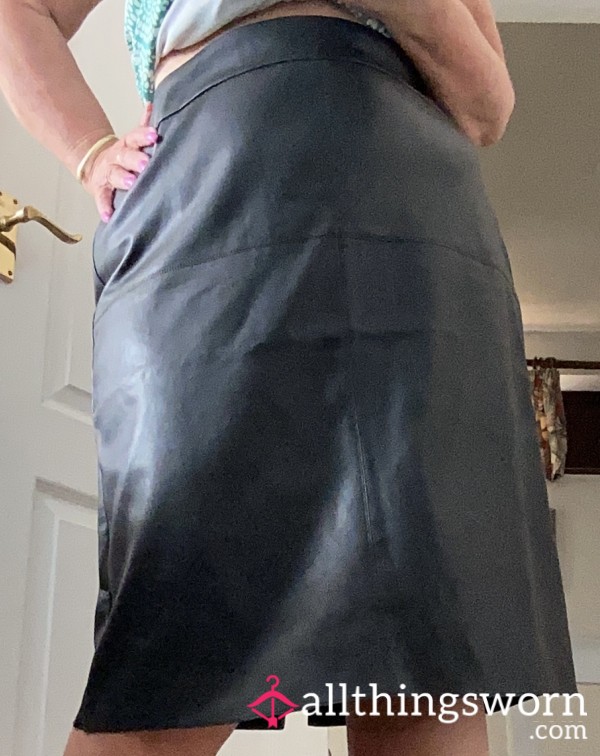 Blk Leather Skirt M&S