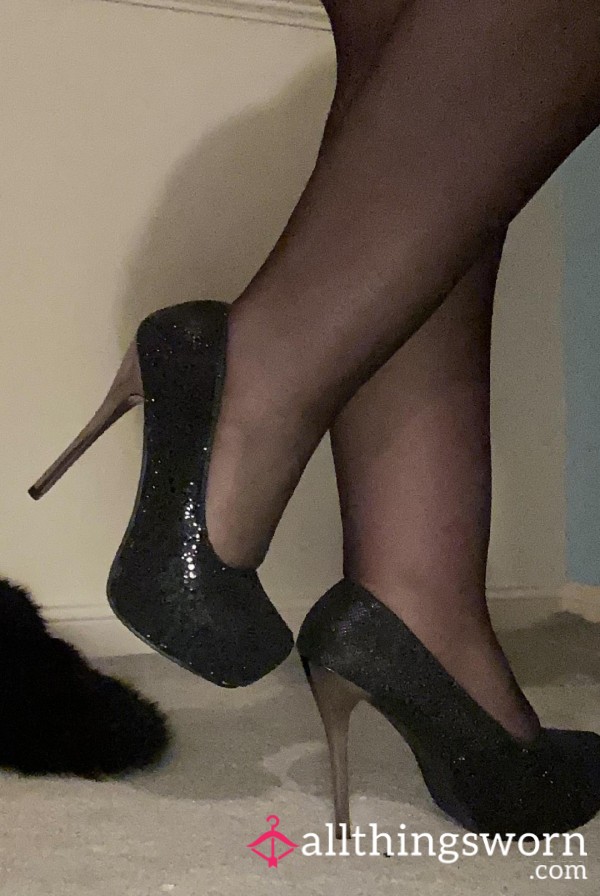 Blk Sparkly High Heels