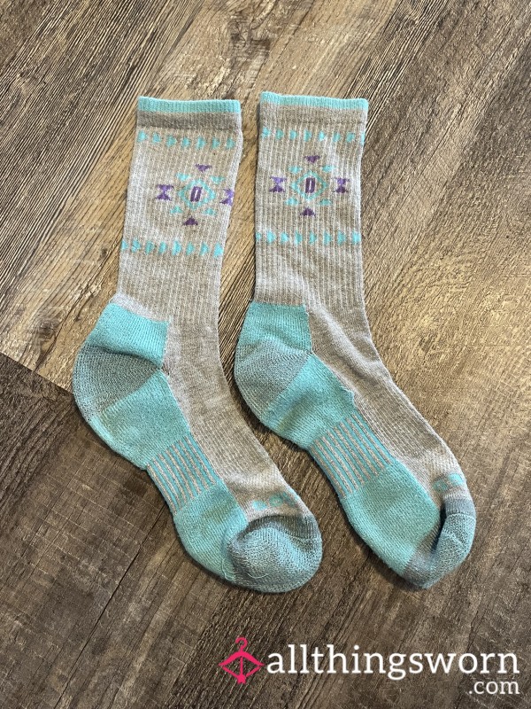 Blue And Gray Crew Socks