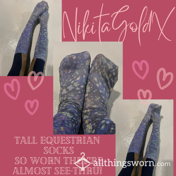 Blue And Purple Equestrian Tall Socks