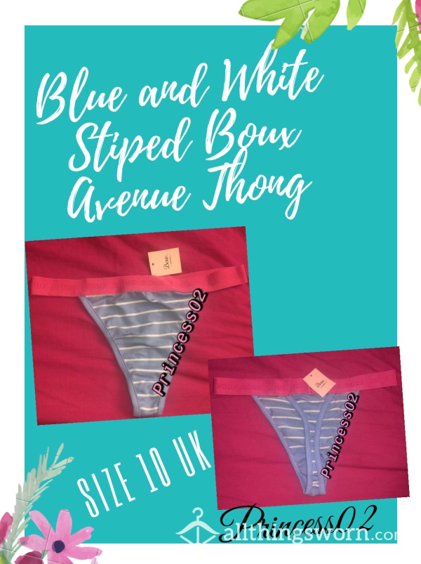 Blue And White Striped Boux Avenue Thong💙🤍