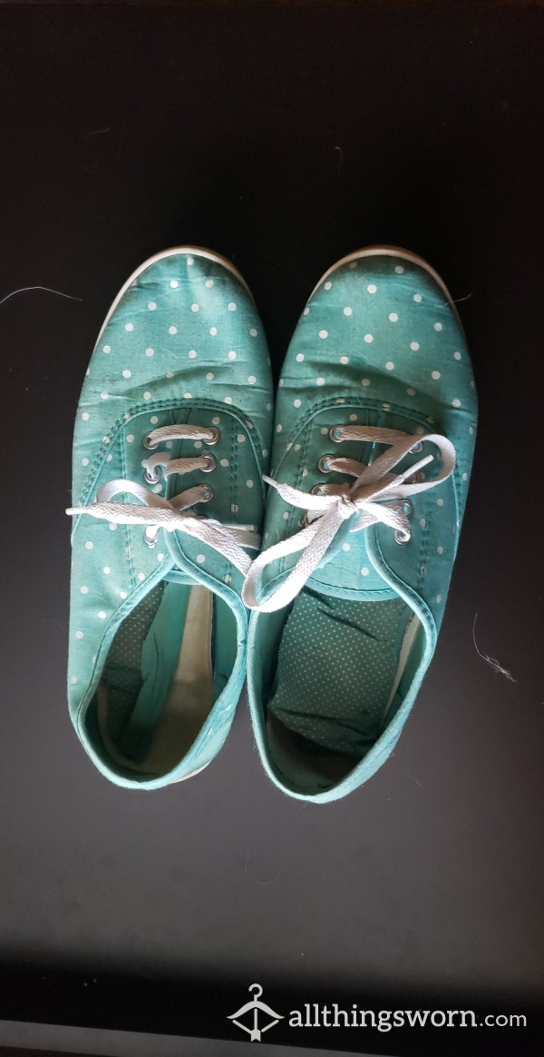 Blue And White Polka-dot Keds