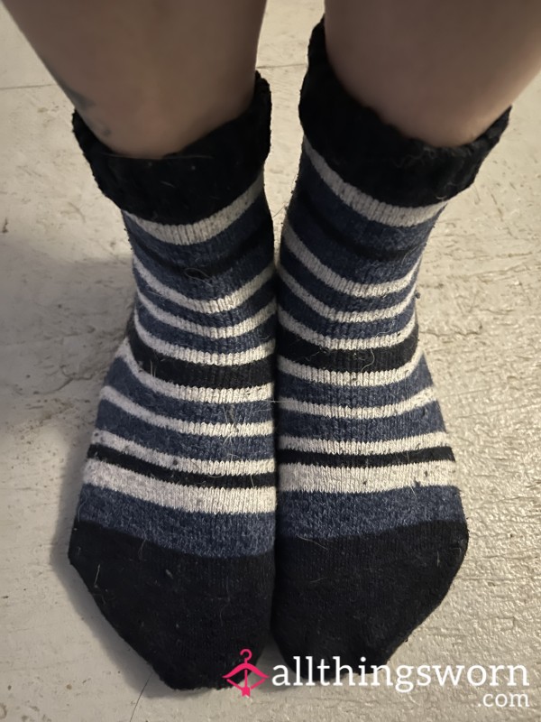 Blue And White Striped Socks