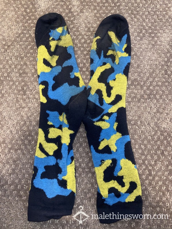 Blue And Yellow Camo Socks