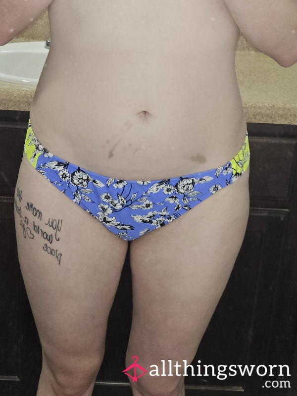 Blue And Yellow Flor*l Bikini Bottoms