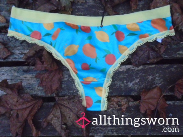 Blue And Yellow Fruit Patterned Thong😏