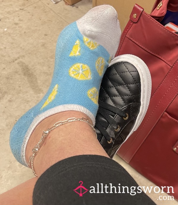 Blue And Yellow Worn Socks