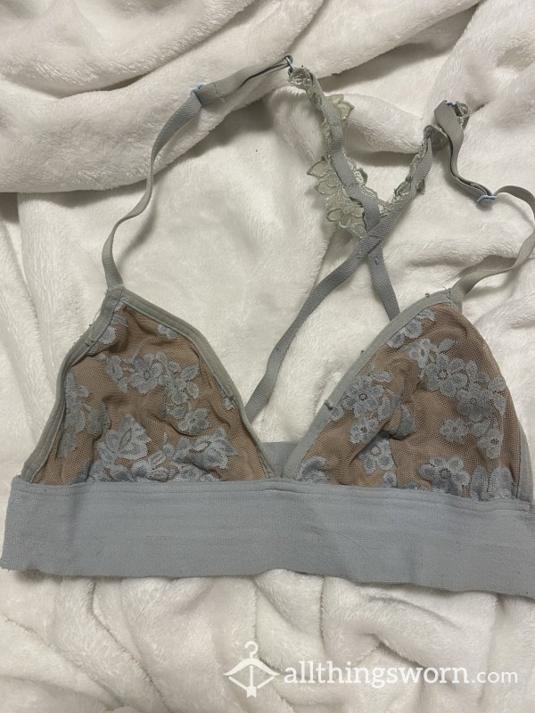 Blue & Beige Flor*l Bralette