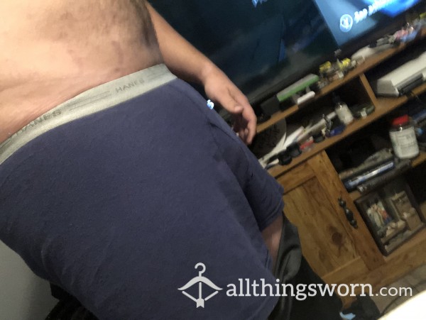 Blue Boxer Briefs Well Worn