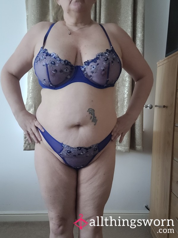 Blue Bra And Thong Set