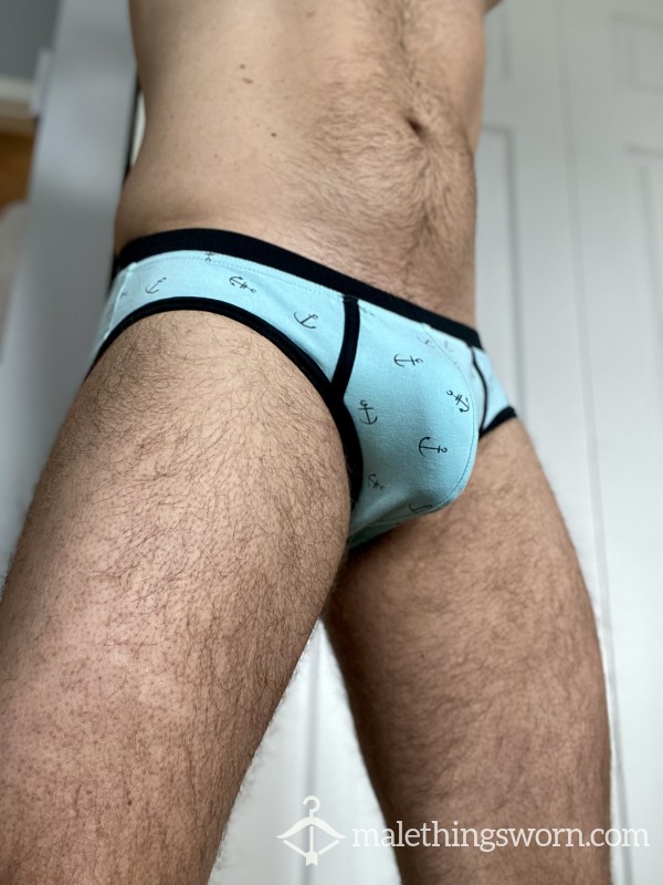 Blue Brief Anchor Design Worn 48h