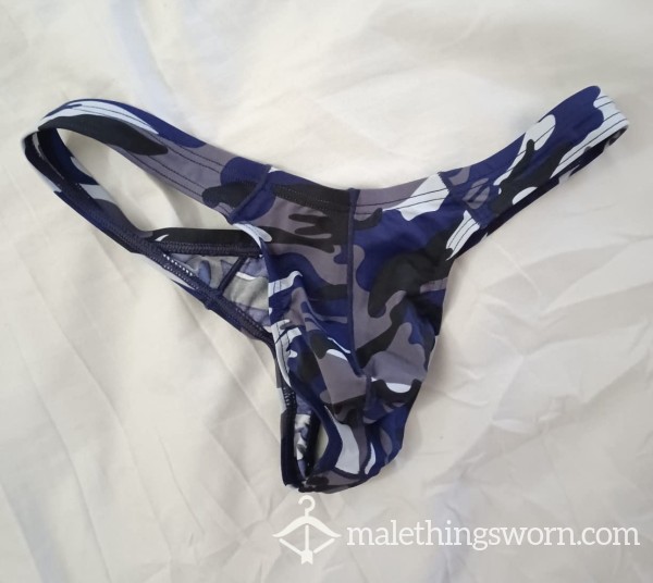 Blue Camouflage Thong