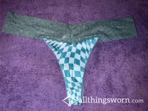 Blue Checker Thong