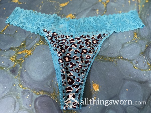 Blue Cheetah Print Thong