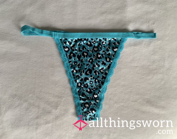 Blue Cheetah Print Thong