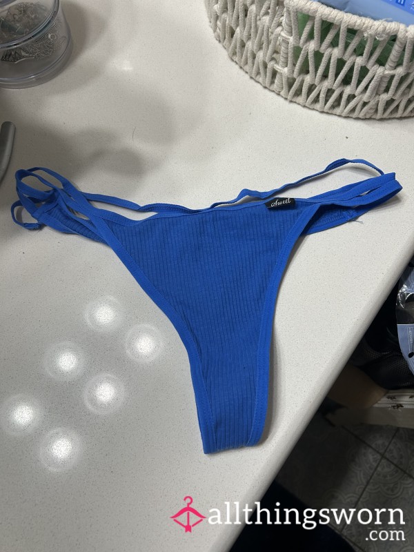 Blue Cotton Thong