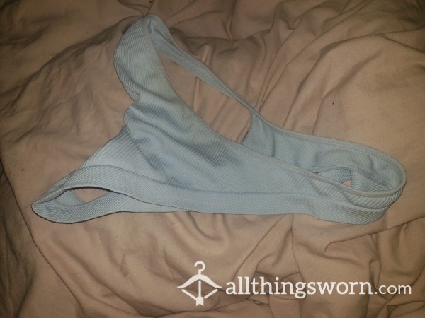 Blue Cotton Thong 3 Days Worn, Sweat Rash, Hyperhydrosis Sufferer