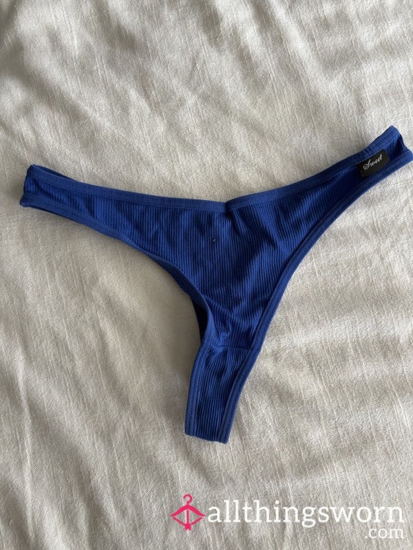 Blue Cotton Thong