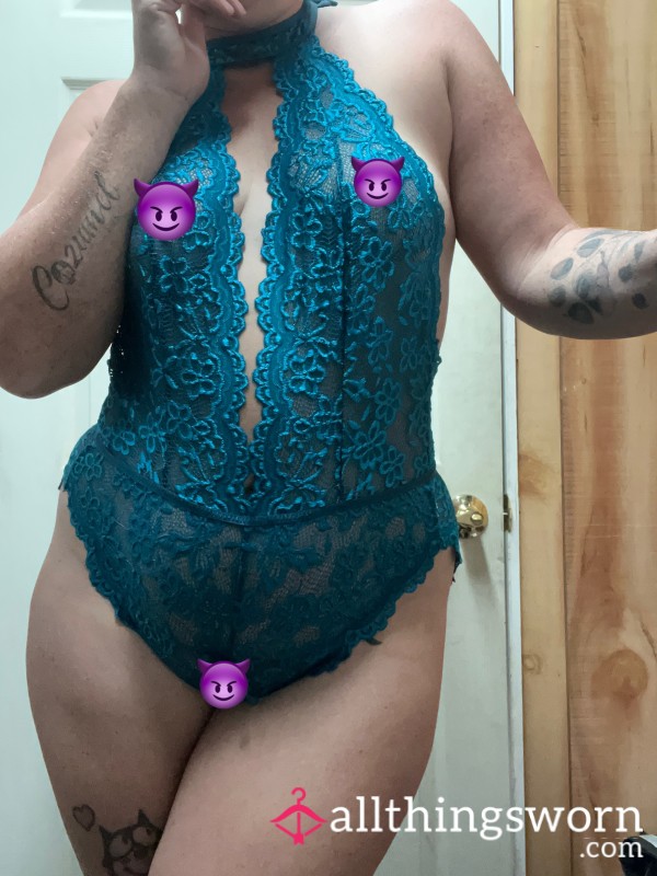 Blue Crotchless Bodysuit