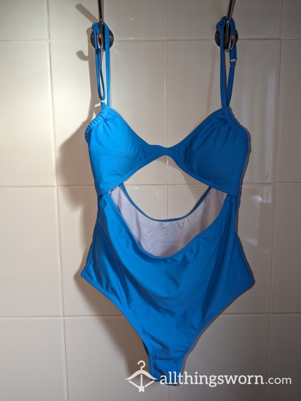 Blue Cutout Style Monokini/one-piece Swimsuit