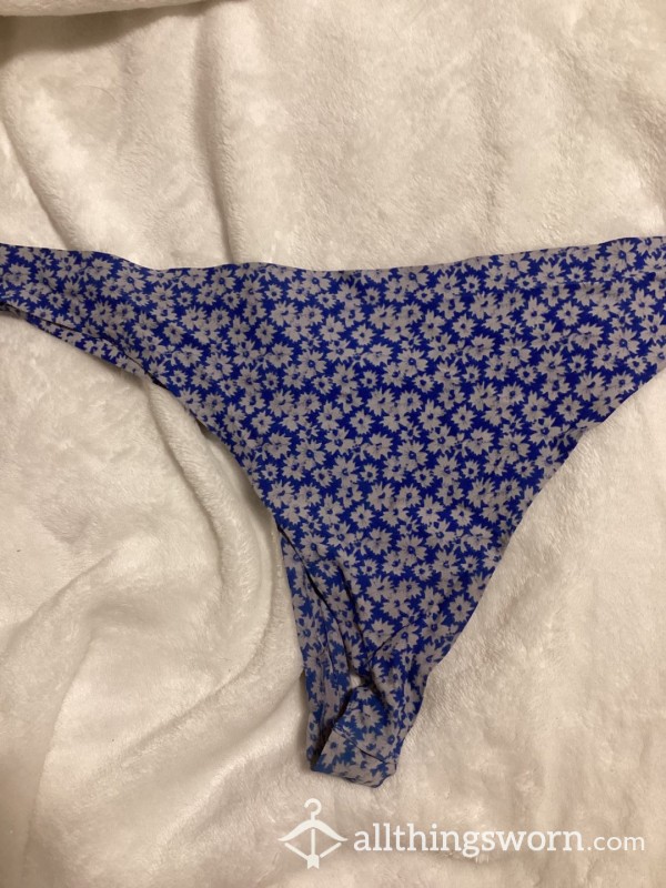 Blue Flor*l Seamless Thong