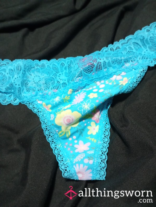 Blue Flor*l Thong